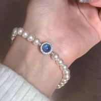 Pulsera de Perlas con Gemas Azules Estilo Retro Ligero de Lujo para Mujer - details 1