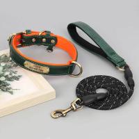 Collar personalizado cuero PU perro, conjunto correa con placa de identificación grabada gratis para perros pequeños, medianos y - details 3