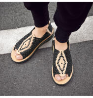 Sandalias trenzadas informales de punta abierta para hombre, sin cordones, de verano 2025 - details 2