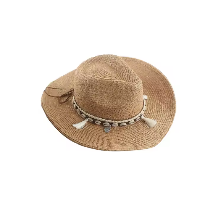 Único 2023 Sombrero para el sol estilo Panamá Sombrero de verano de playa de paja de ala ancha triturable Sombrero para el sol - 1