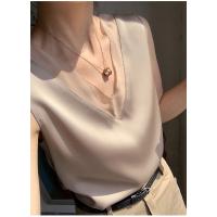 Blusa de seda satinada para mujer, camisa elegante de Estilo Vintage para oficina, básica de gasa, color negro, para verano, 2022 - details 11