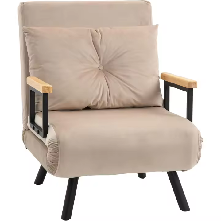 Silla plegable tapizada en terciopelo con respaldo ajustable de 5 niveles y cojín acolchado para oficina - 1