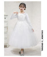 Vestido de niña para otoño/invierno, estilo princesa, largo, con flores, para boda, fiesta, piano. - details 12