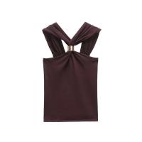 2025 Verano Nueva Ropa de Mujer Top de Punto con Cuello Halter, Hombros Descubiertos, Casual, Versátil y Multicolor - details 4