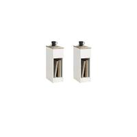 Conjunto de Mesa de Noche de Blanco Set de 2 Mesitas con Cajón y 2 Estanterías - details 17