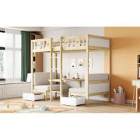 Cama de Alma de Madera 200*90 cm 2 en 1 Cama-Escritorio Autoconstruida, Tres Cajones Grandes - details 1