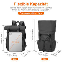22L/32L Mochila de viaje de moda para hombres, mujeres, estudiantes, ligera con cierre de rodillo para la universidad, colegio, simple mochila de viaje deportiva para el día - details 1