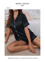 Conjunto de pijamas de satén para mujer, Tops y pantalones cortos con botones, traje de pijama de 2 piezas, ropa de dormir para mujer, ropa de descanso para verano - details 6