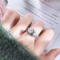 Anillo de Plata de Ley 925, anillo de corazón elevado para mujer, circonita cúbica CZ, estrella, Luna, flor, joyería de boda, anillos, regalos - details 5