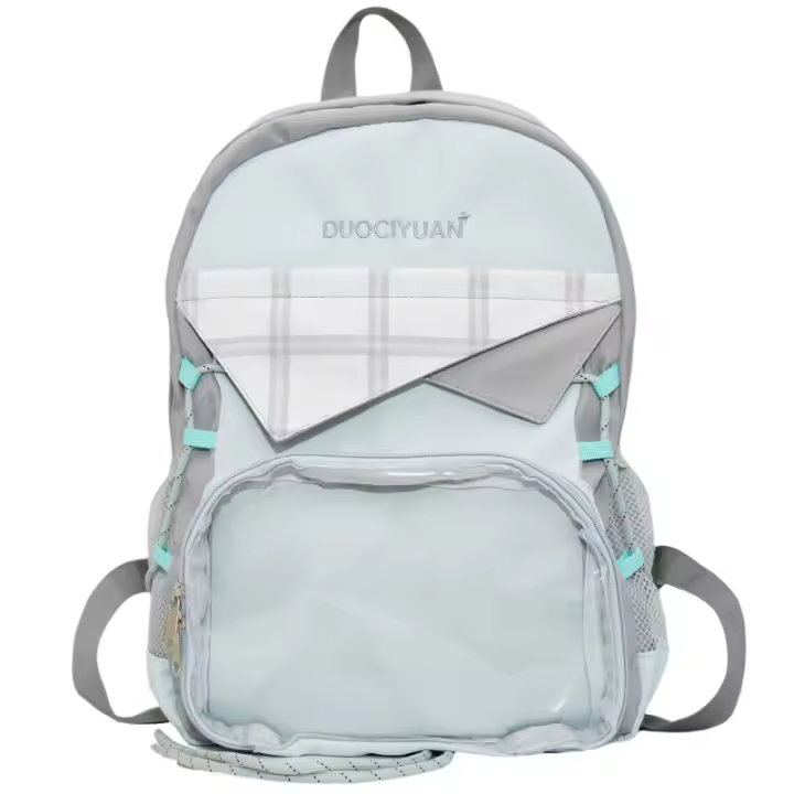 Mochila de Gran Capacidad Estilo Japonés con Dibujos Animados Mochila Escolar Transparente de Nylon - 1