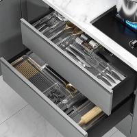 Cajón retráctil transparente, caja de almacenamiento, partición móvil, almacenamiento de papelería, organizador de cajones de cocina, compartimento de plástico - details 2