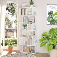 Estantería geométrica, estantería en forma de S, estantería de 6 niveles para dormitorio, estantería decorativa de madera moderna, estantería alta para oficina en casa, color negro - details 19
