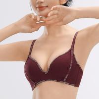 Sujetador con escote en V profundo inalámbrico con letras en inglés, ropa interior push-up ajustada a prueba de golpes, sujetador antiflacidez sin marcas para mujer - details 14