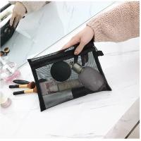 Neceser de viaje con cremallera para mujer, bolsa de maquillaje de malla transparente negra, organizador de almacenamiento, bolsa de cosméticos informal - details 16