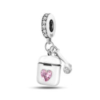 Auriculares inalámbricos creativos de Plata de Ley 925, cuentas en forma de corazón compatibles con pulsera Original Pandora, abalorios, regalo de joyería para mujer - details 0