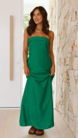 Vestido largo de satén de Color liso para mujer - details 7