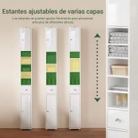 Mueble de baño tipo columna con armario alto, estanterías de baño con 5 estantes abiertos, 2 puertas y 1 cajón, color blanco, 20 x 20 x 180 cm - details 79