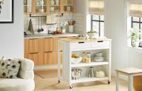 Carrito de Cocina con 2 cajones y 2 estantes, con Tablero Grande, Madera de ingeniería, Blanco, L98 x P58 x H94cm,ES - details 3