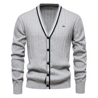 cárdigan de algodón para hombre, suéter con cuello en V y botones, suéteres casuales de punto para jóvenes para hombres - details 6