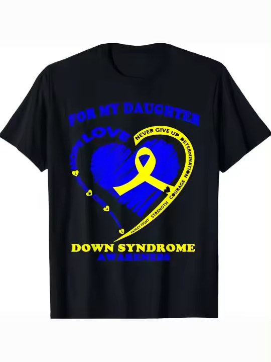 Camisa de concienciación sobre el síndrome de Down para mi hija, regalo para papá, manga corta con cuello redondo suave y cómoda, 230g - 1