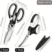 Tijeras de cocina de calidad alimentaria, 3 piezas, tijeras de cocina de acero inoxidable resistentes para cortar carne, alimentos, pescado, aves de corral, tijeras afiladas multiusos aptas para lavavajillas - details 1
