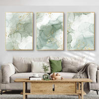Arte de Pared de Lienzo de Lujo Ligero Moderno Nórdico Textura de Mármol Dorado Verde - details 0