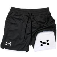 Pantalones cortos para correr para hombre, shorts 2 en 1 de secado rápido para gimnasio, entrenamiento, Fitness, trotar, Verano - details 9