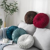 Decoración redonda de terciopelo, almohada suave decorativa de color liso para sofá, silla, dormitorio, regalo de inauguración del hogar - details 3
