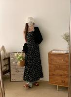 Vestido Halter con estampado Floral de verano para mujer, ropa interior elegante adelgazante, falda larga coreana, Material de gasa de cintura alta sin manga - details 11
