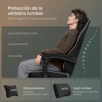 Silla de Oficina de Metal con Respaldar y Soporte Lumbar Asiento Amplio y Lleno de Cojín, Diseño de Malla Gris, GS11gr - details 14