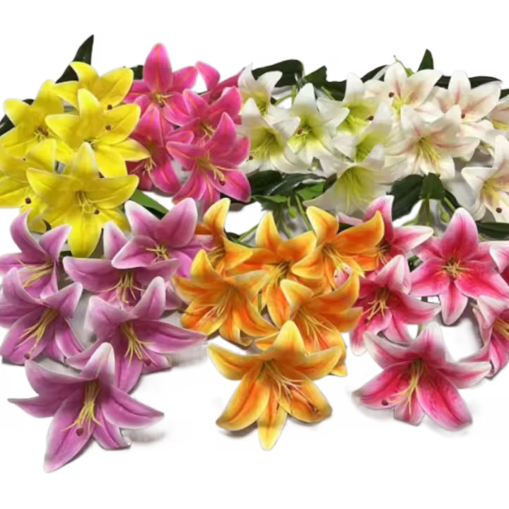 Flor de lirio Artificial de tacto Real, 65cm, seda, 3 cabezas, ramo de lirios falsos, bricolaje, ramo de novia para boda, decoración para sala de estar - 1
