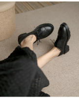 Zapatos de mujer huecos de cabeza redonda con cordones delanteros versátiles antideslizantes de suela gruesa de cuero suave - details 10