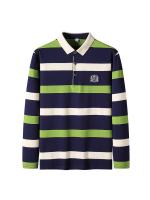 Polo de manga larga para hombre, camiseta informal de algodón con bordado a rayas, a la moda, novedad de primavera, 2024 - details 1