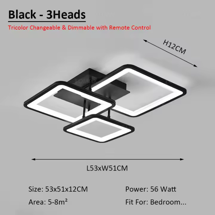 Lámpara de Techo Cuadrada TOMAXIN 65Watt con Diseño Moderno y Luce LED para Decoración de Habitación Oficina Comedor Sala de Estar Control Remoto Tipo de Producto Normal - 1