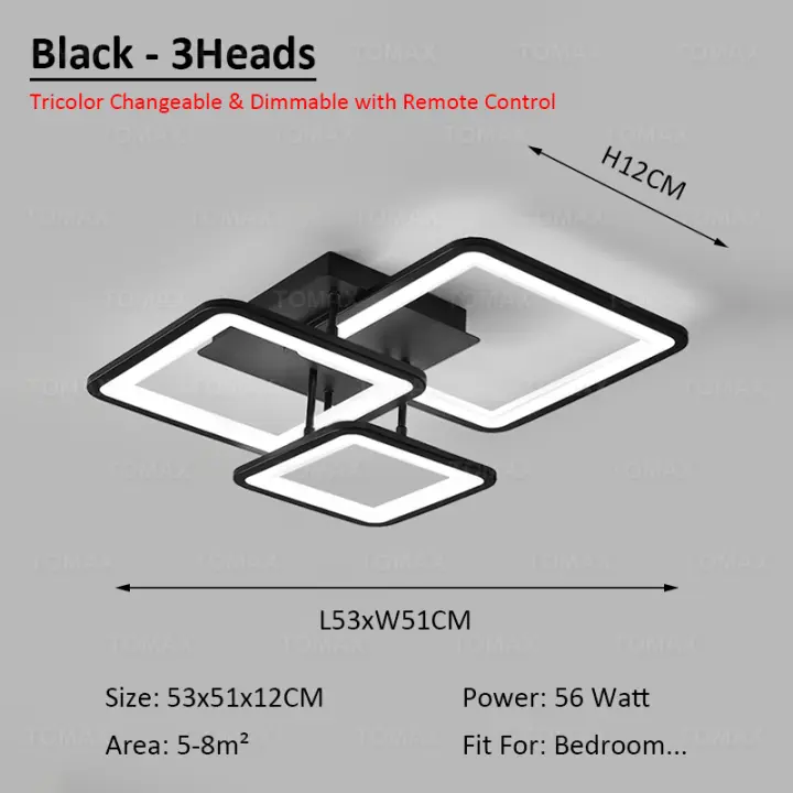 Lámpara de Techo Cuadrada TOMAXIN 65Watt con Diseño Moderno y Luce LED para Decoración de Habitación Oficina Comedor Sala de Estar Control Remoto Tipo de Producto Normal - 1