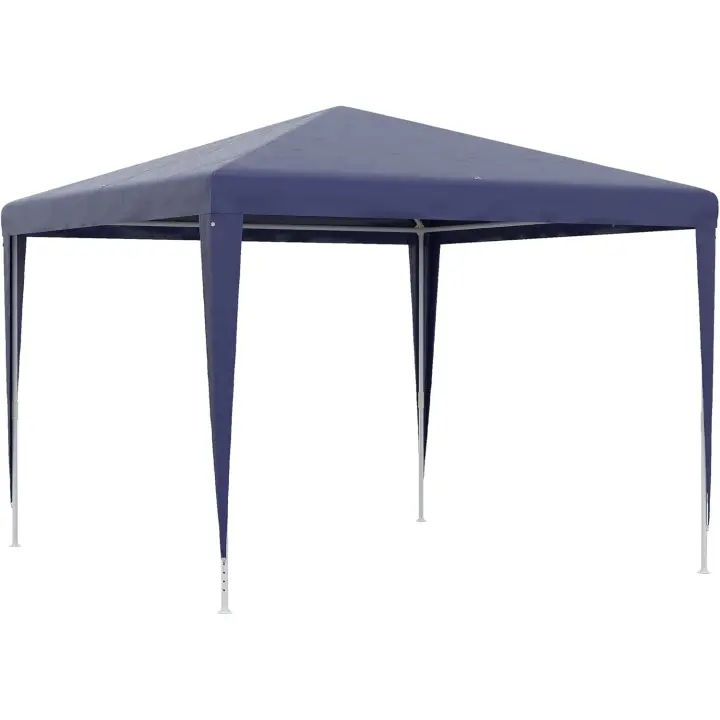 Carpa Desmontable 3x3 m Cenador Pabellón de Jardín con 4 Orificios de Drenaje y Marco de Acero Anti-UV Impermeable Gazebo para Terraza Patio Exterior Camping Azul - 1