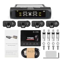 Sistema de Monitor de Sensor de alarma de presión de neumáticos TPMS, pantalla de coche, advertencia de temperatura de carga de energía Solar interna/externa - details 12