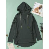 Sudadera con capucha y cuello en V para mujer Top informal de manga larga a la moda - details 4