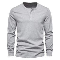 Día del padre Ropa transfronteriza de primavera y otoño Camiseta para hombres europeos y americanos Camisa básica Henry de manga larga para hombres - details 35
