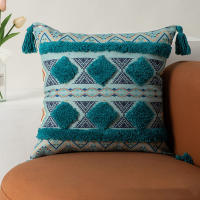 Bonenjoy 1 funda de cojín de estilo bohemio para decoración del hogar, fundas de almohadas con borlas, fundas de cojín de lino y algodón, funda de almohada de 45x45cm - details 3