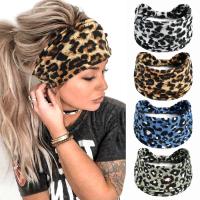 Diademas anchas para mujer, turbante anudado, diademas elásticas antideslizantes, envolturas para la cabeza bohemias, bufandas para el cabello de algodón para Yoga y entrenamiento de leopardo - details 11