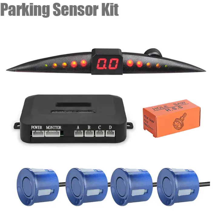 Kit de Sensor de estacionamiento para coche, sistema de Monitor de Radar de respaldo inverso con pitido, pantalla LCD, 4 sensores, 22mm, 12V, CC - 1