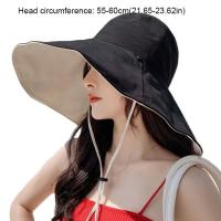 Sombrero de Sol Con Protección solar de Ala Ancha Simple, Protección UV de Color sólido, Sombrero de Pescador para Mujer, Viseras de doble cara, Sombrero de Cubo para senderismo al Aire Libre - details 1