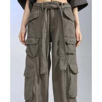 Pantalones vaqueros Cargo Vintage grises de cintura alta para mujer, pantalón vaquero de pierna ancha, diseño elegante de calle, holgado, 2023 - details 5