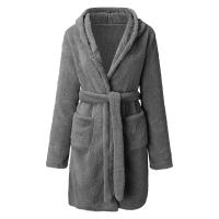 Pijama tipo jersey con capucha para mujer, albornoz cálido de color sólido para el hogar, 2024 - details 15