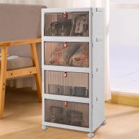 Caja de almacenamiento de plástico plegable, gruesa y duradera, transparente, apilable con tapas y ruedas, para dormitorios, salas de estar, coche - details 11