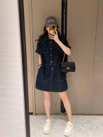 Vestido de Denim para Mujer de Moda Estilo Suelto, Cuello de Polo, Falda Midi en Forma de H - details 16