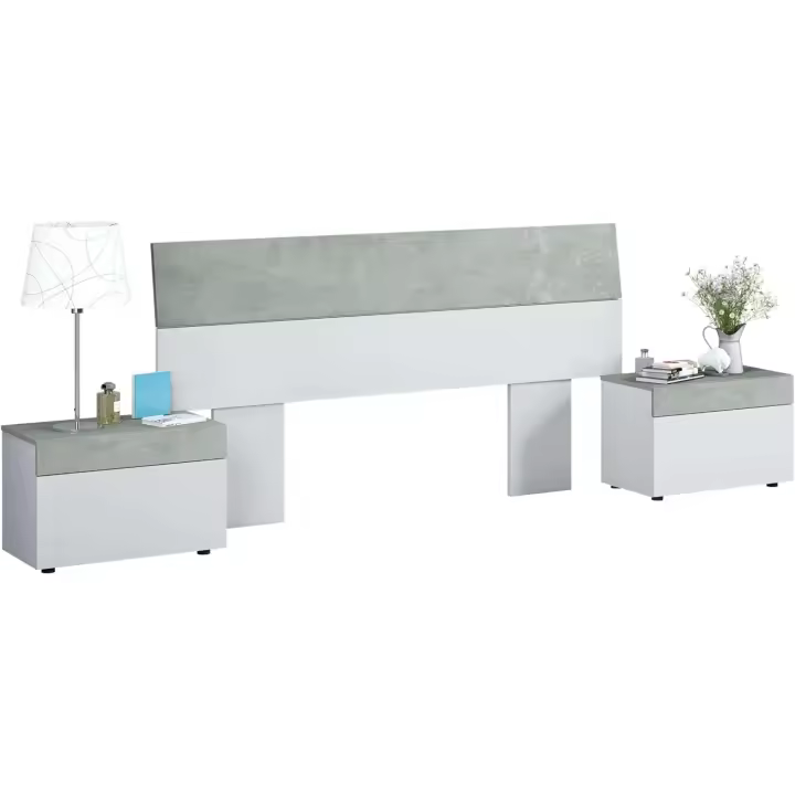 Armario Tekkan para Dormitorio Acabado en Blanco Artik y Gris Cemento Medidas 176 cm x 96,5 cm - 1