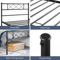 Cama Metal con somier, Cama Doble/Individual, Cama con cabecero, Cama Invitados, Cama Juvenil, para Dormitorio, habitación Invitados, 90 x 200 cm/Negro - details 6