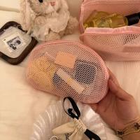 Bolsa de maquillaje de malla semicircular, bolsa ligera para lápiz labial, bolsa de cosméticos transparente, bolsa de lavado con cremallera, bolsa de almacenamiento para artículos de tocador, baño - details 6